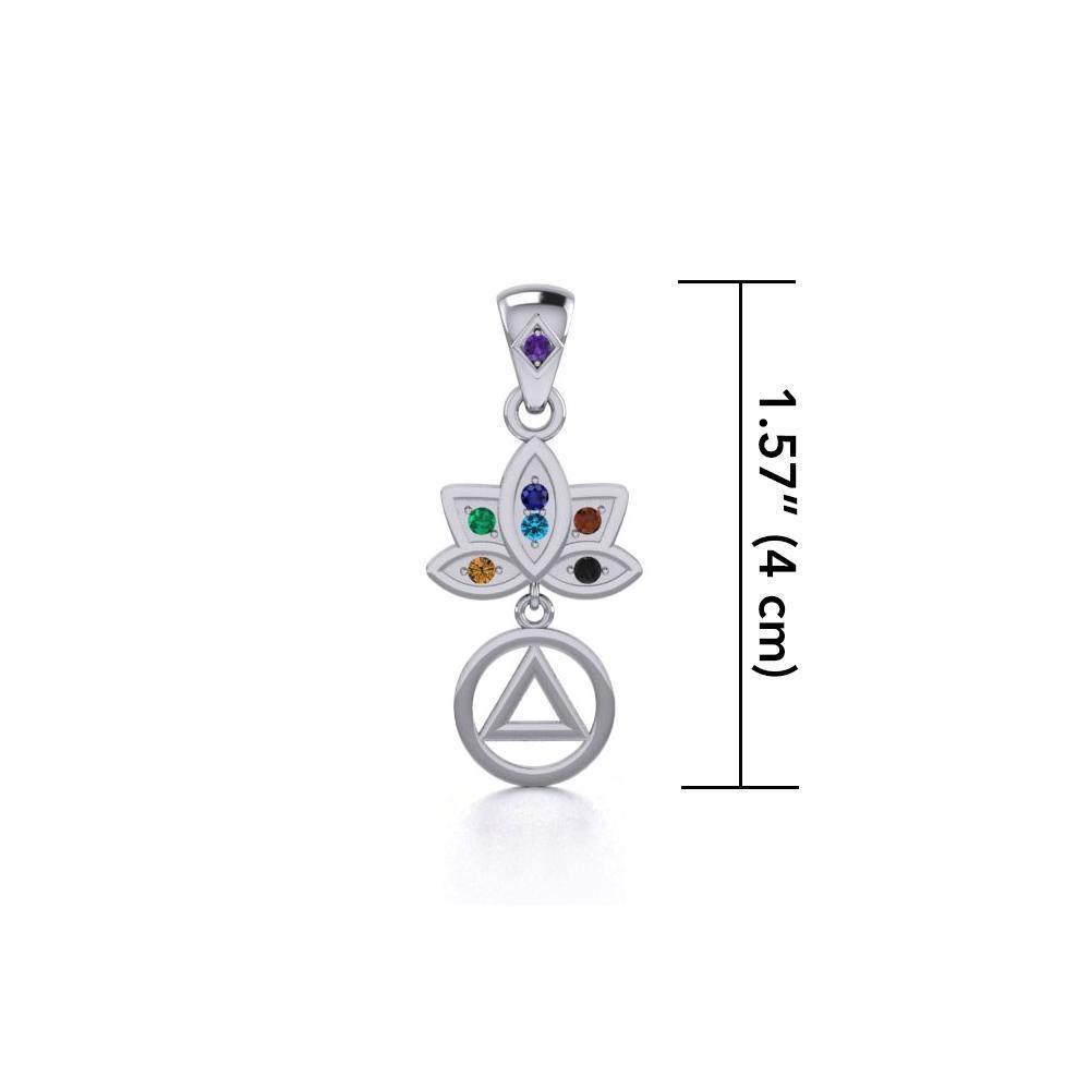 Lotus Recovery Chakra Sterling Silver Pendant with Gemstones TPD5094