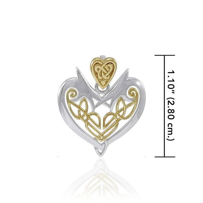 Joyous Heart Celtic Knotwork Silver and 14k Gold accent Pendant TPV3444 - Jewelry