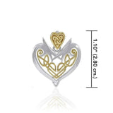 Joyous Heart Celtic Knotwork Silver and 14k Gold accent Pendant TPV3444 - Jewelry
