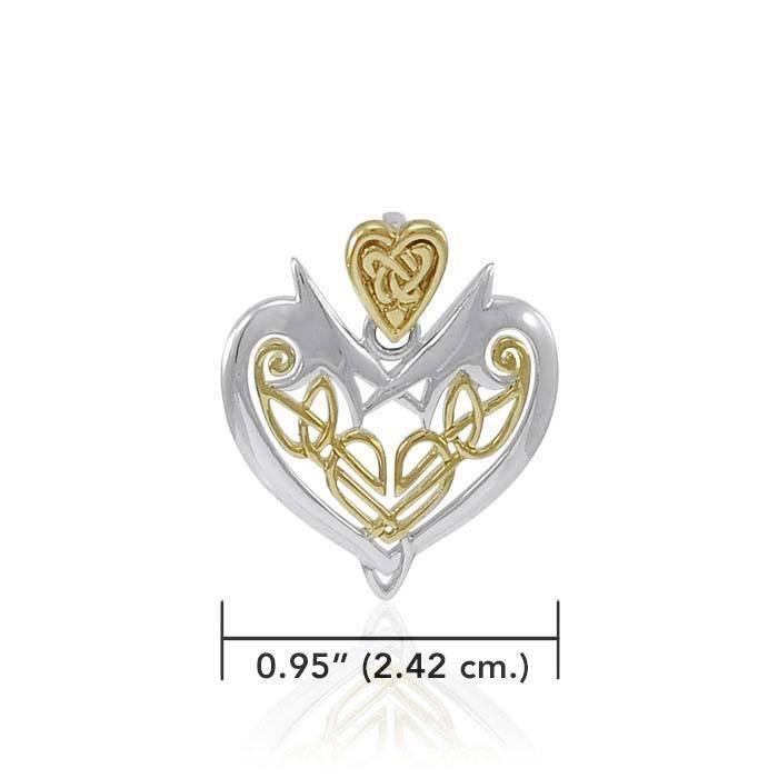Joyous Heart Celtic Knotwork Silver and 14k Gold accent Pendant TPV3444 - Jewelry