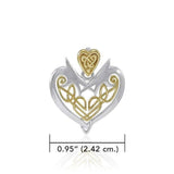 Joyous Heart Celtic Knotwork Silver and 14k Gold accent Pendant TPV3444 - Jewelry