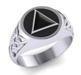 Celtic AA Symbol Silver Ring with Gemstone TR1020 - Jewelry