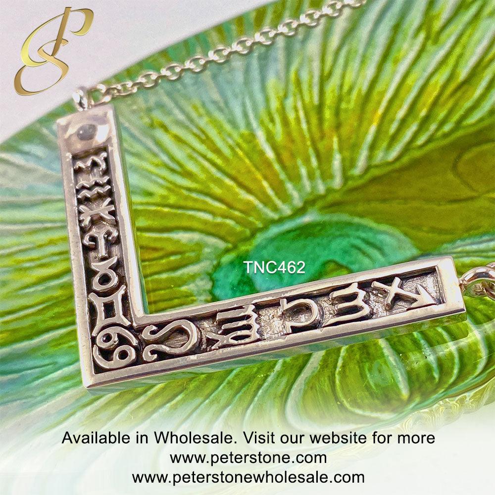 12 Zodiac Symbols Silver Necklace with round Birthstone of your choice - Jewelry