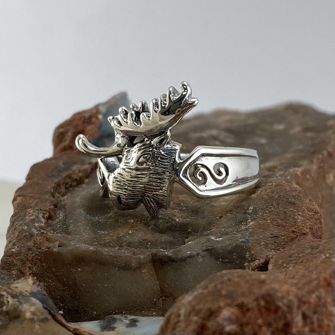 Moose Head Silver Ring TR1436 - Jewelry