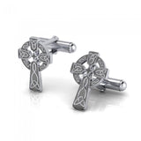 Undying Love of a Divine Celtic Cross Sterling Silver Cufflinks CL043