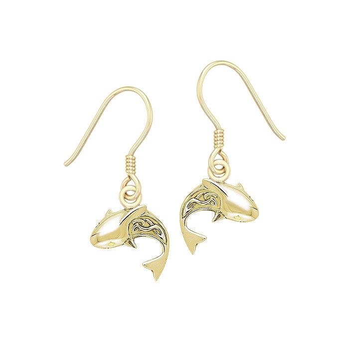 Celtic Shark Solid Gold Earrings GER029 - Jewelry