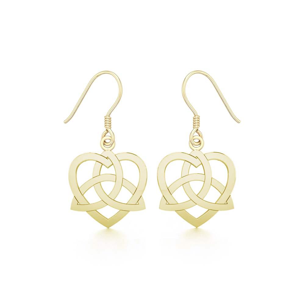 Heart with Trinity Knot Solid Gold Earrings GER1141 - Jewelry