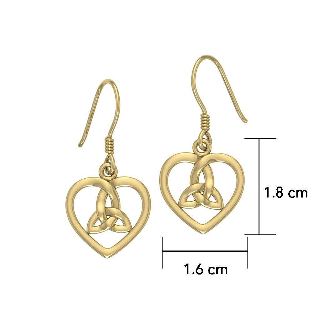 Celtic Heart Trinity Knot Solid Gold Earrings GER1292 - Jewelry