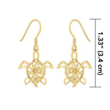 Sea Turtle Filigree Hook Earrings in 14k Gold GER1706 - Jewelry