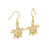 Sea Turtle Filigree Hook Earrings in 14k Gold GER1706 - Jewelry
