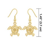 Sea Turtle Filigree Flower Hook Earrings in 14k Gold GER1707 - Jewelry