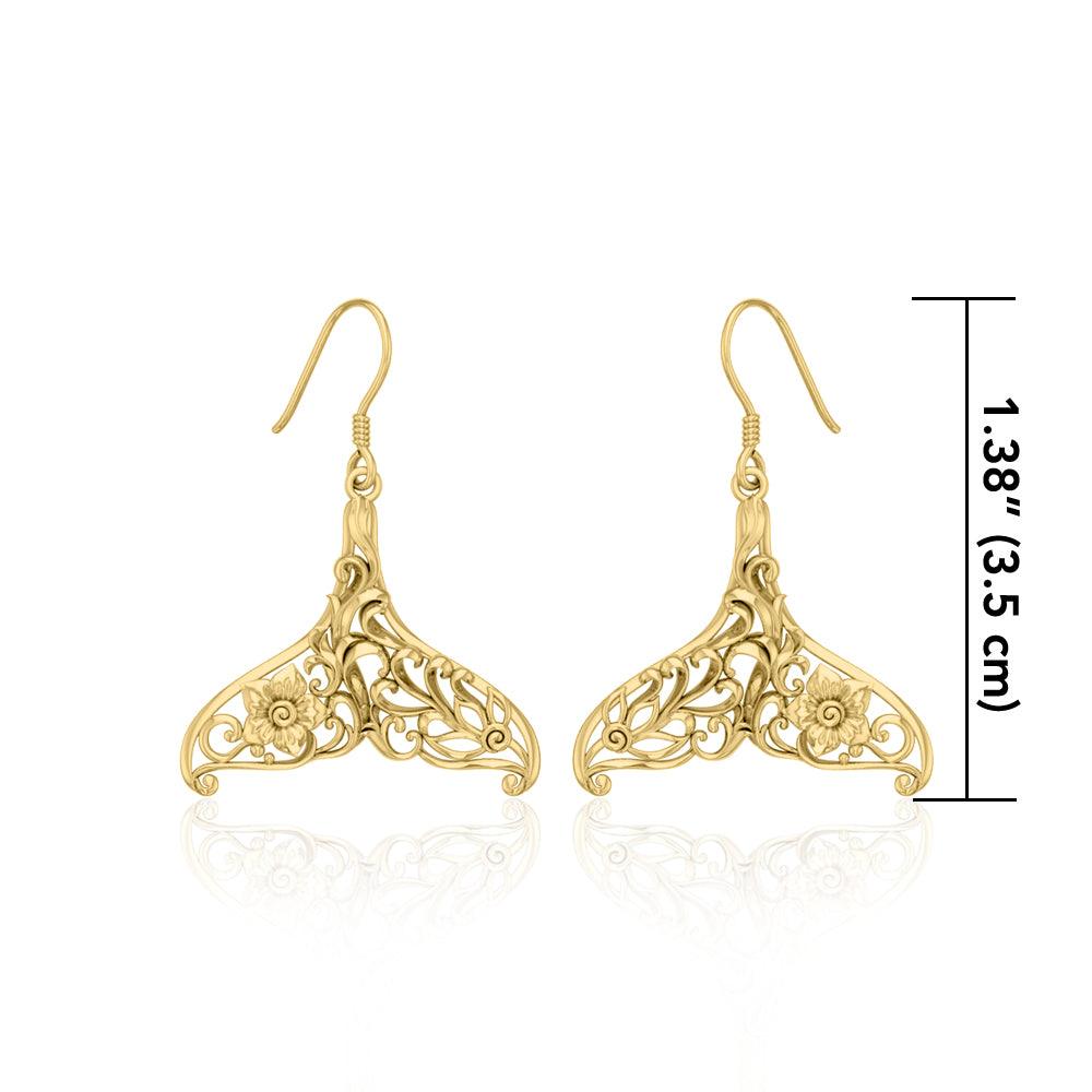 Whale Tail Filigree Hook Earrings in 14k Gold GER1712 - Jewelry