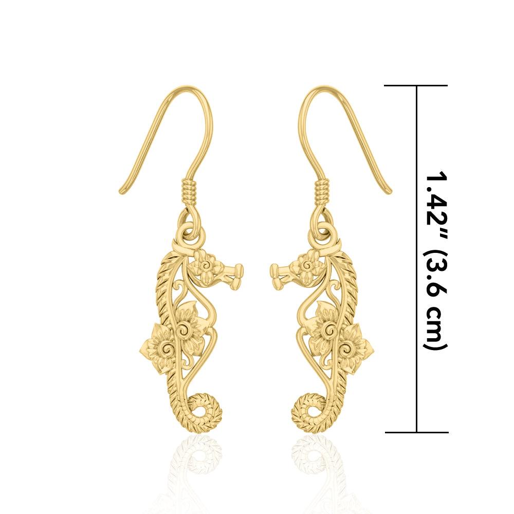 Seahorse Filigree Hook Earrings in 14k Gold GER1714 - Jewelry