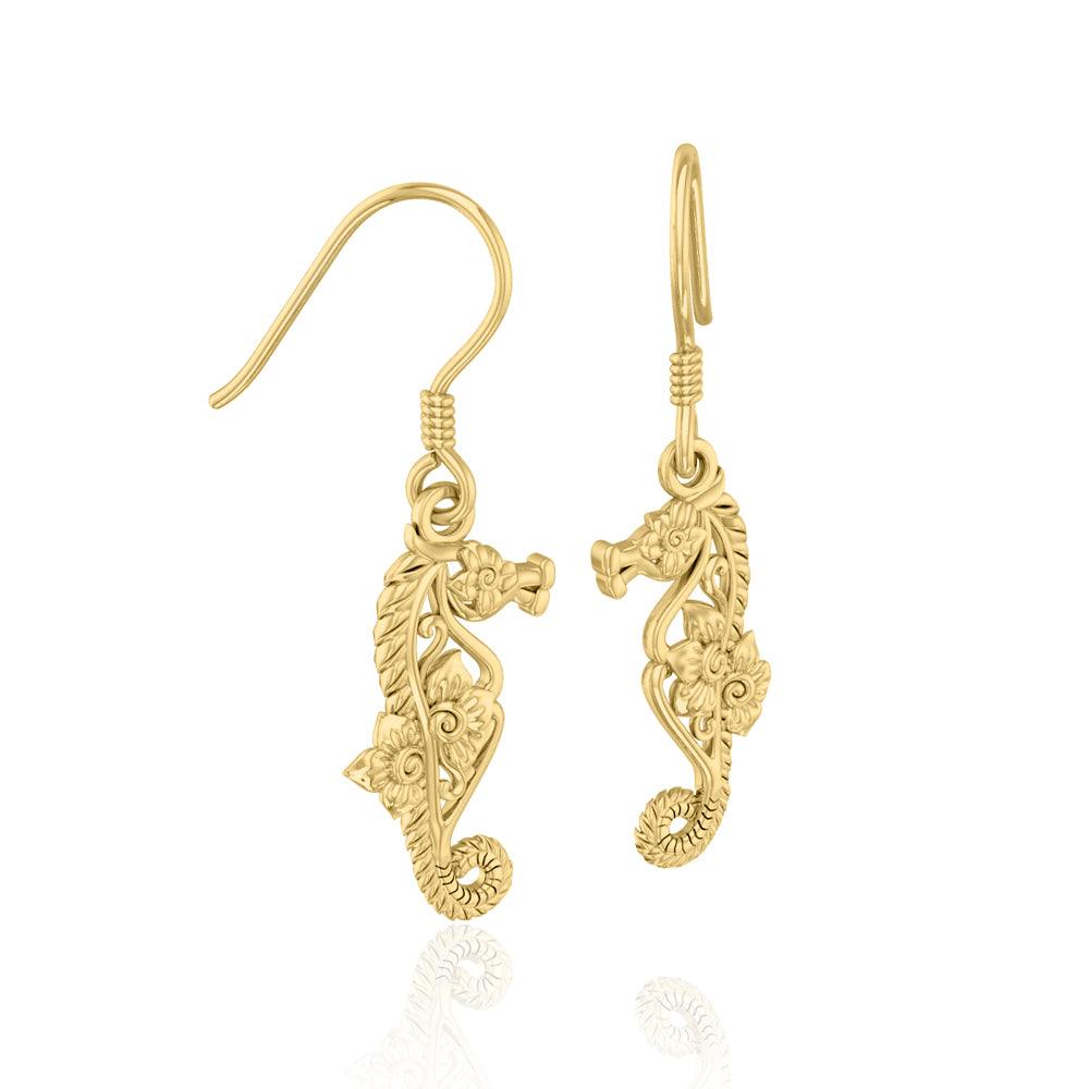 Seahorse Filigree Hook Earrings in 14k Gold GER1714 - Jewelry