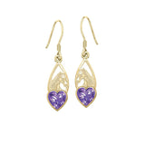 Horse Over Heart Gemstone Solid 14 K Gold Earrings GER1791 - Jewelry