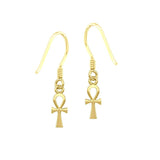 Small Ankh Solid Gold Earrings GER1891 - Jewelry