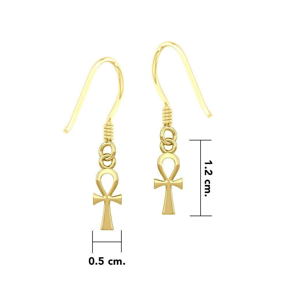 Small Ankh Solid Gold Earrings GER1891 - Jewelry
