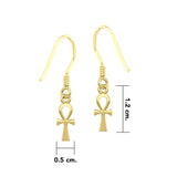 Small Ankh Solid Gold Earrings GER1891 - Jewelry