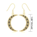 Crescent Moon Solid Gold Earrings with Marcasite GER1906 - Jewelry