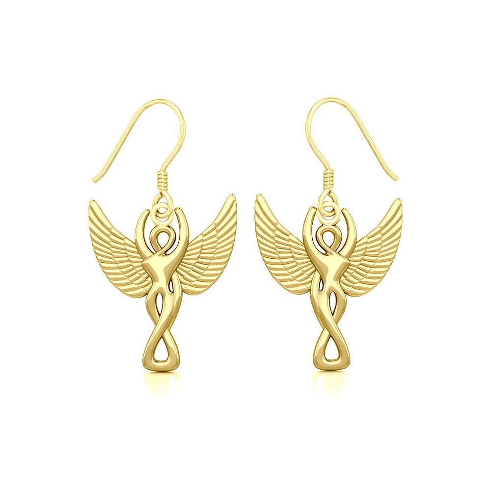 Winged Goddess Angel Solid Gold Earrings GER1922 - Jewelry
