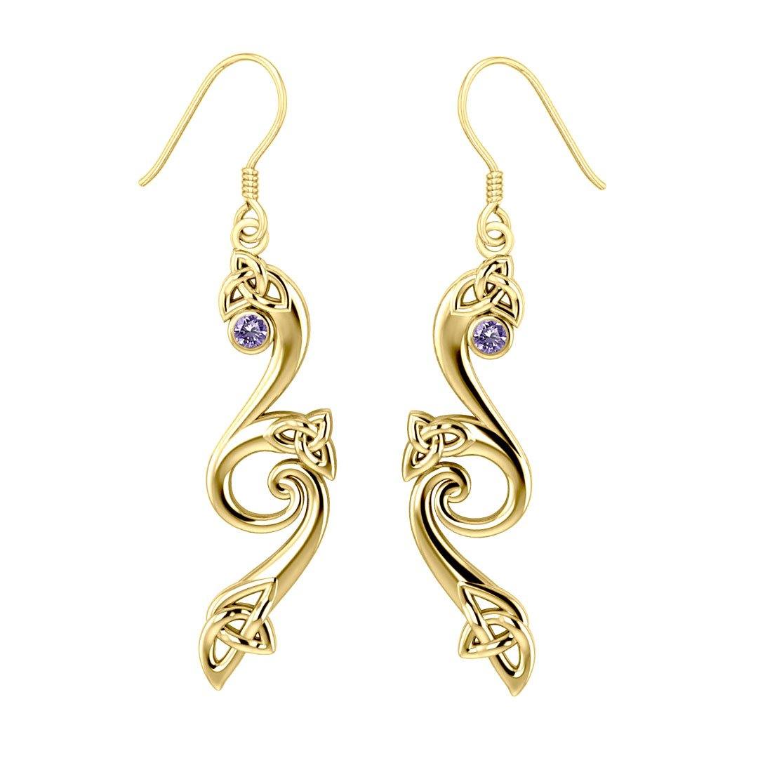Modern Celtic Triskele Solid Gold Earrings GER570 - Jewelry