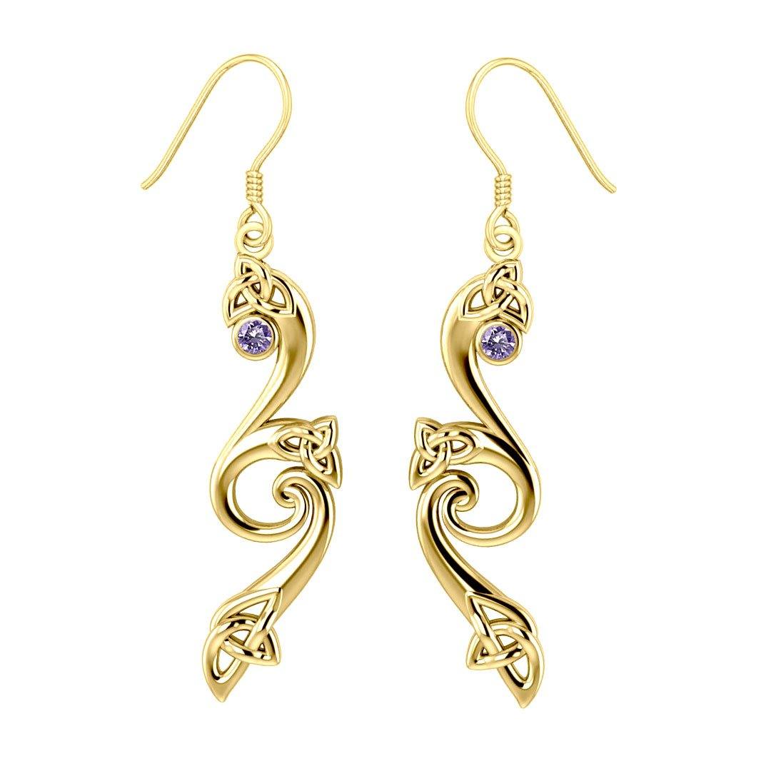 Modern Celtic Triskele Solid Gold Earrings GER570 - Jewelry