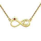 Infinity Moon and Star 14K Solid Gold Necklace with Gemstone GNC486 - Jewelry
