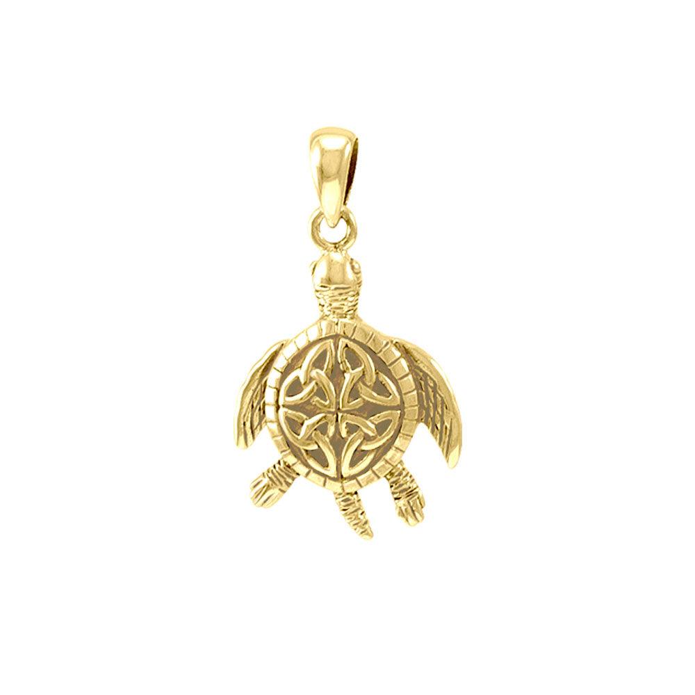 Celtic Sea Turtle 14K Yellow Gold Pendant GPD082 - Jewelry