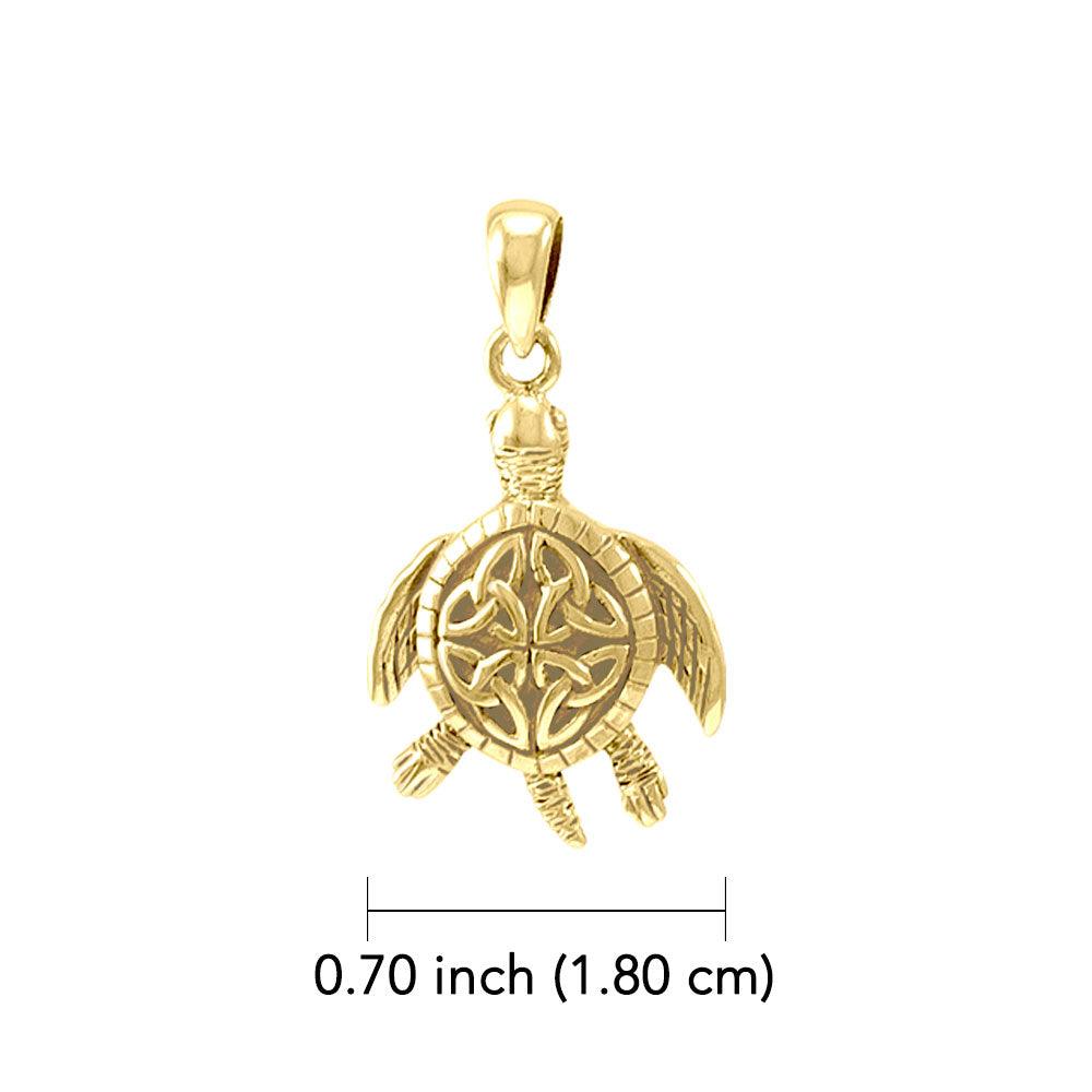 Celtic Sea Turtle 14K Yellow Gold Pendant GPD082 - Jewelry