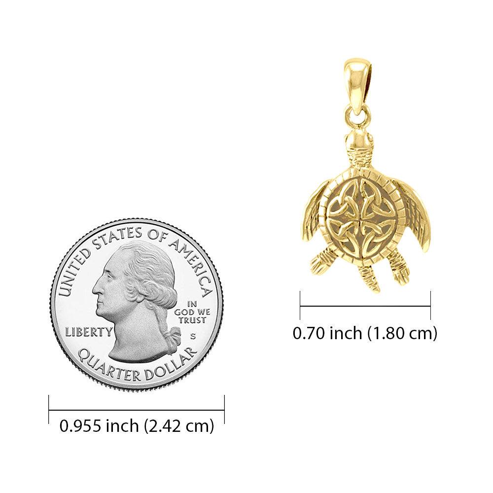 Celtic Sea Turtle 14K Yellow Gold Pendant GPD082 - Jewelry