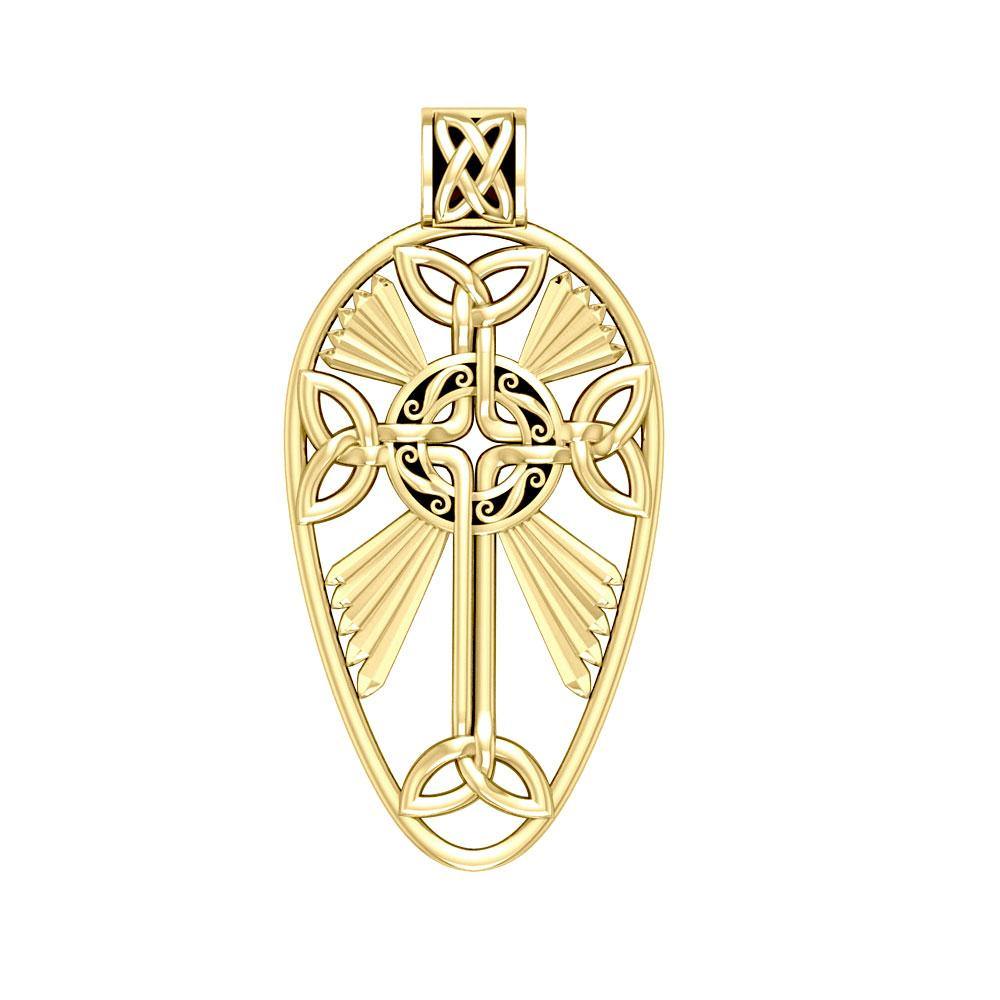 Large Celtic Knotwork Cross Solid Gold Pendant GPD1821 - Jewelry