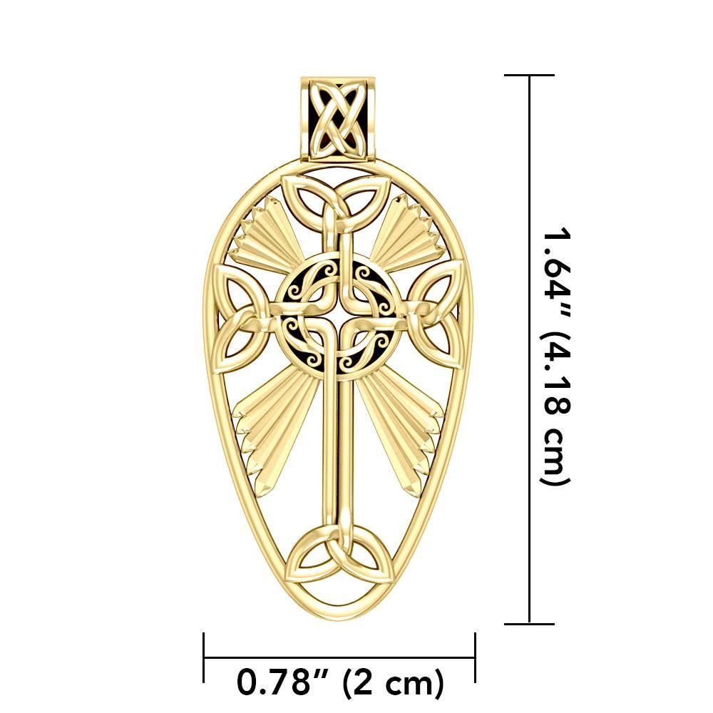Large Celtic Knotwork Cross Solid Gold Pendant GPD1821 - Jewelry
