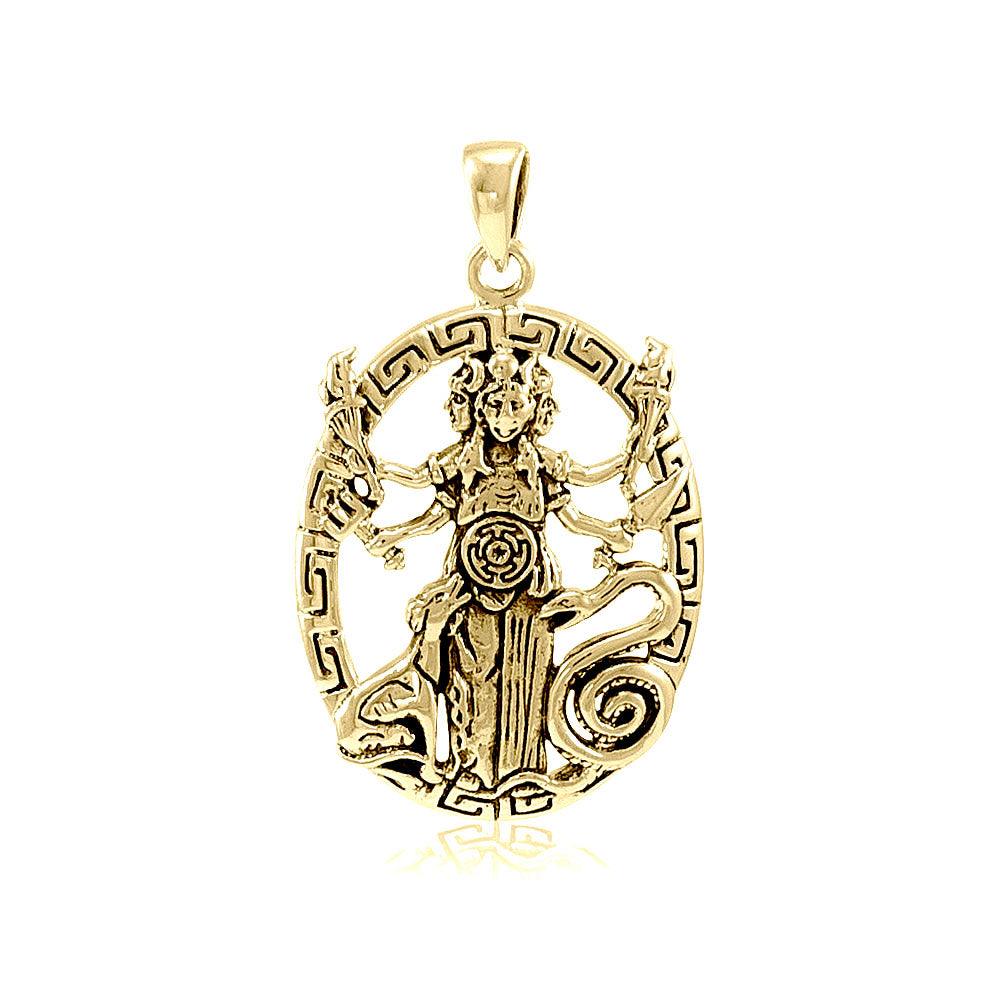 Hecate Goddess Solid Gold Pendant GPD3179 - Jewelry