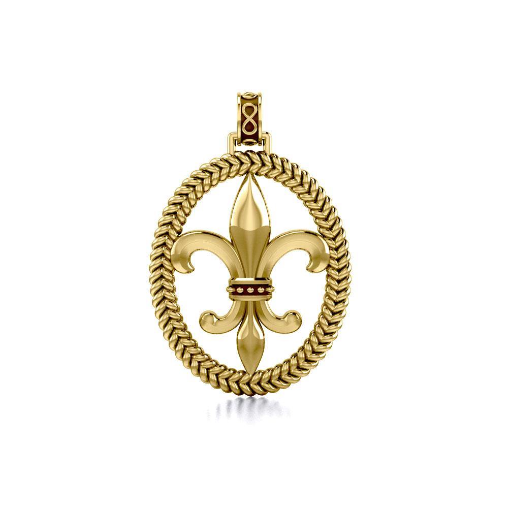 Fleur-de-Lis Braided Solid Gold Pendant GPD323 - Jewelry