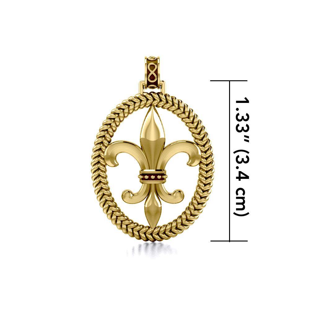 Fleur-de-Lis Braided Solid Gold Pendant GPD323 - Jewelry