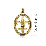 Fleur-de-Lis Braided Solid Gold Pendant GPD323 - Jewelry