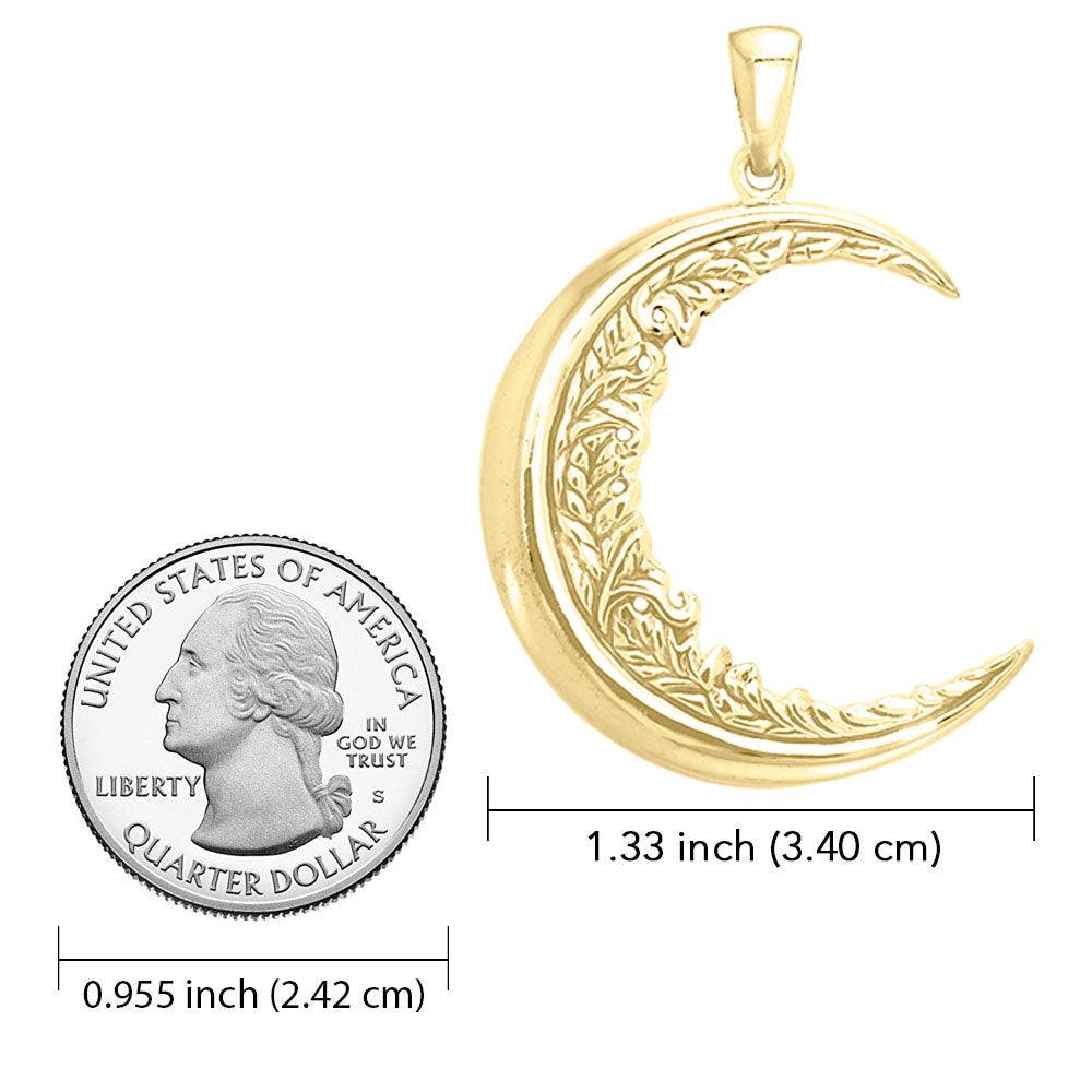 Moon Vines 14K Yellow Gold Pendant GPD3347 - Jewelry