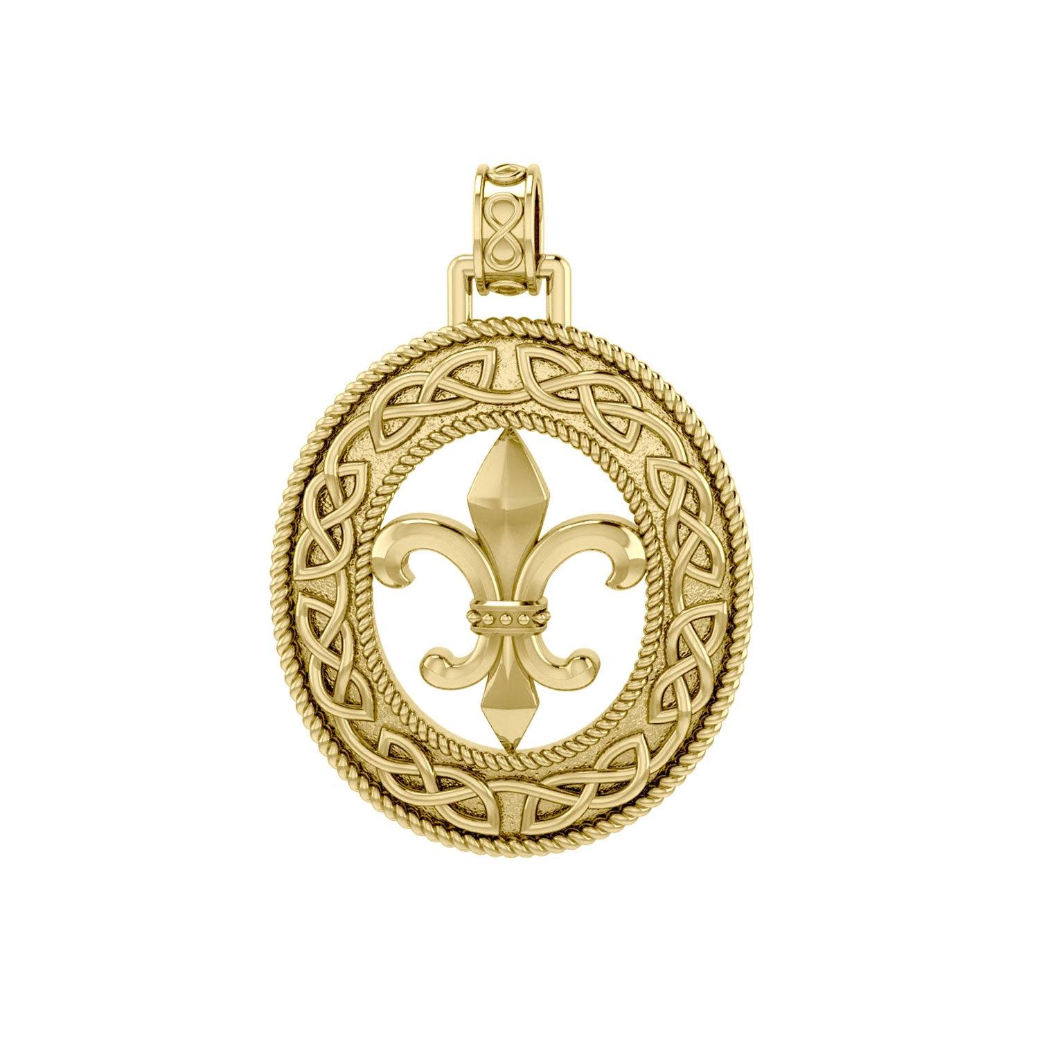 Fleur-de-Lis with Celtic Solid Gold Pendant GPD336 - Jewelry