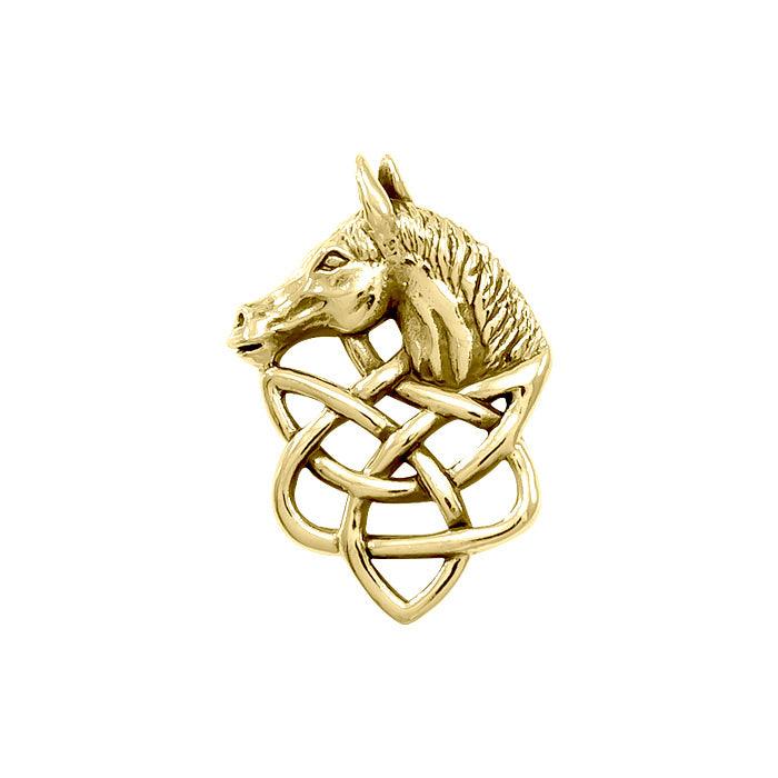 Embrace the Elegance of Equine Majesty: Horsehead Knotwork Solid Gold Pendant - GPD360 | Symbolize Your Passion for Horses - Jewelry