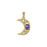 Blue Moon Solid Gold Pendant with Gemstone GPD4056 - Jewelry