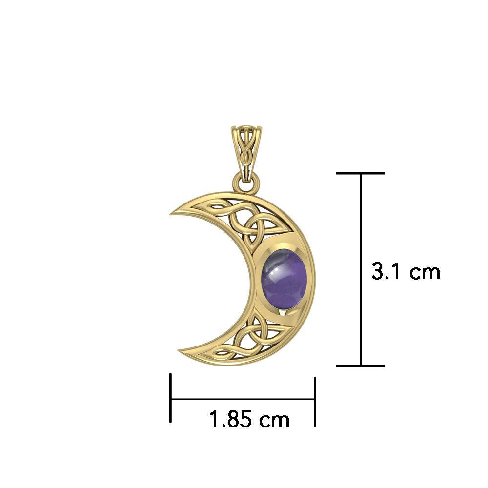 Blue Moon Solid Gold Pendant with Gemstone GPD4056 - Jewelry