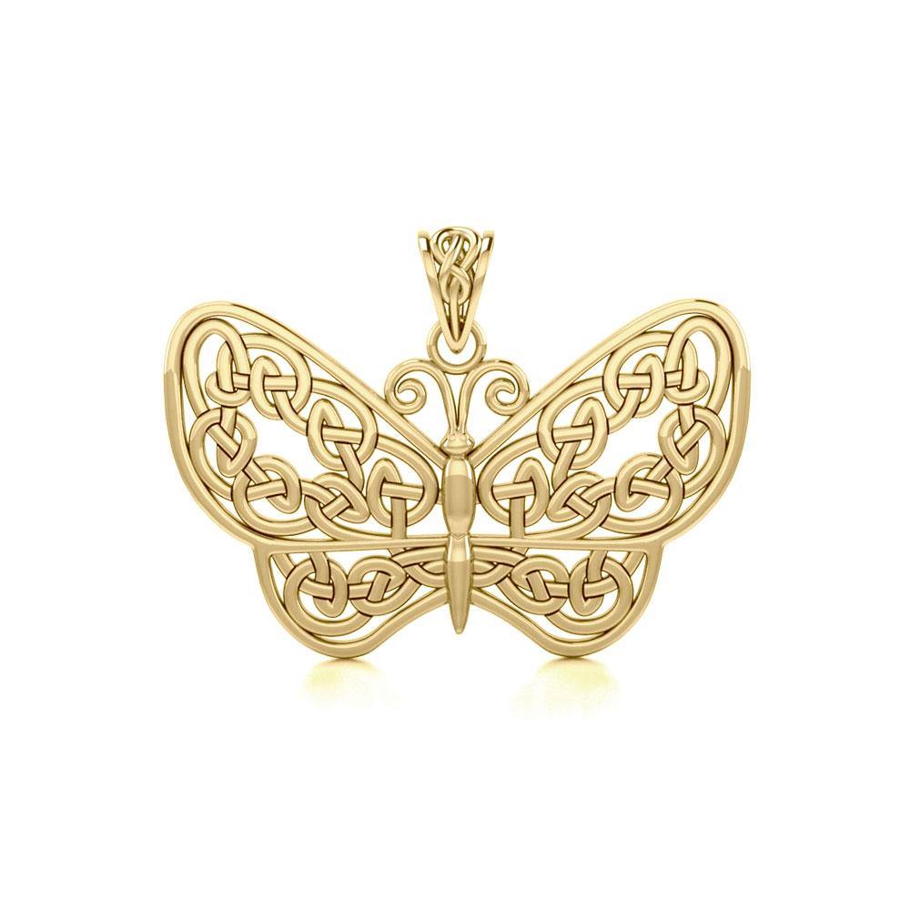 Celtic Butterfly Solid Gold Pendant GPD4119 - Jewelry