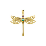Lovely Spiritual Chakra Dragonfly 14K Yellow Gold Pendant GPD4214 - Jewelry