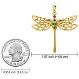 Lovely Spiritual Chakra Dragonfly 14K Yellow Gold Pendant GPD4214 - Jewelry