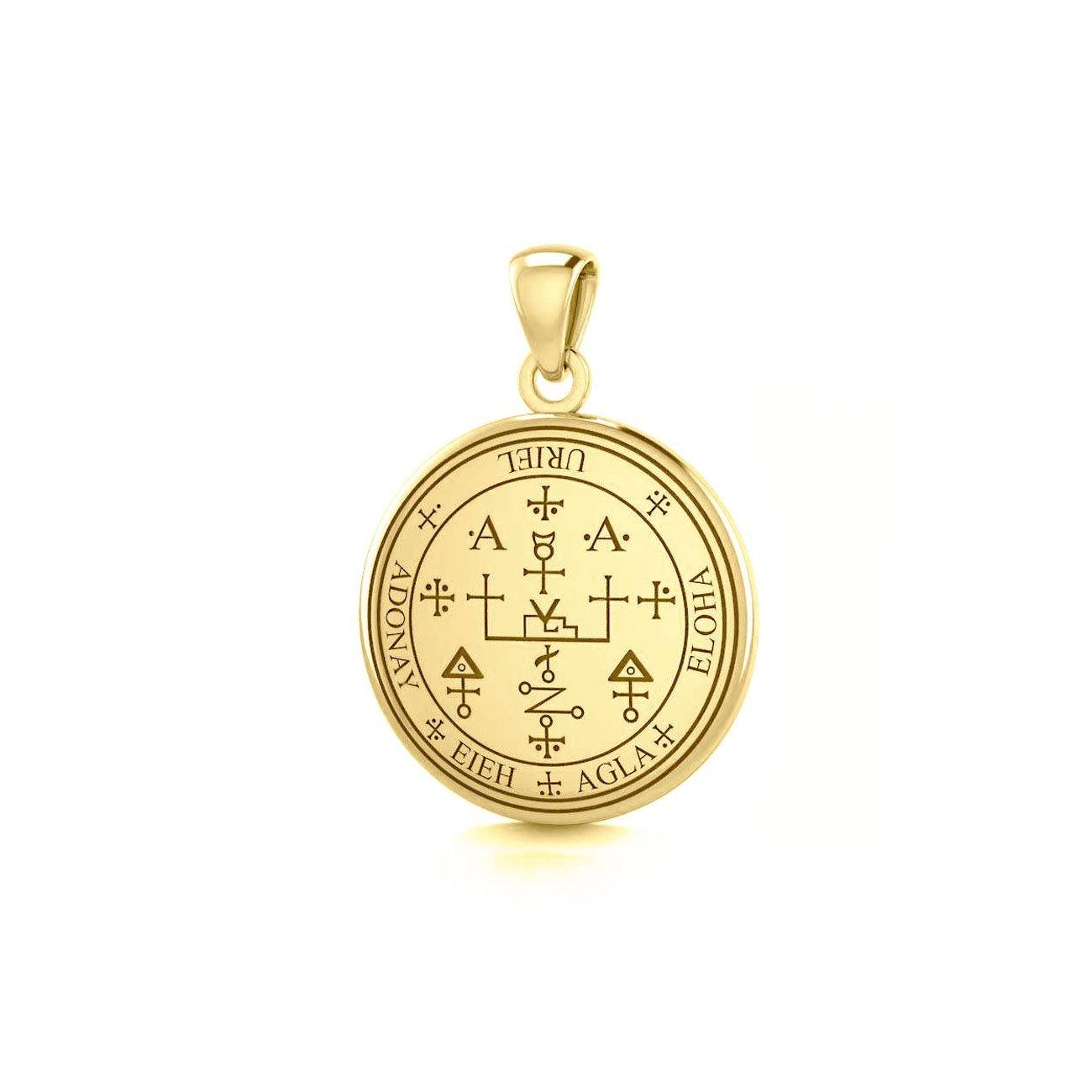 Sigil of the Archangel Uriel Small Solid Gold Pendant GPD4785 - Jewelry