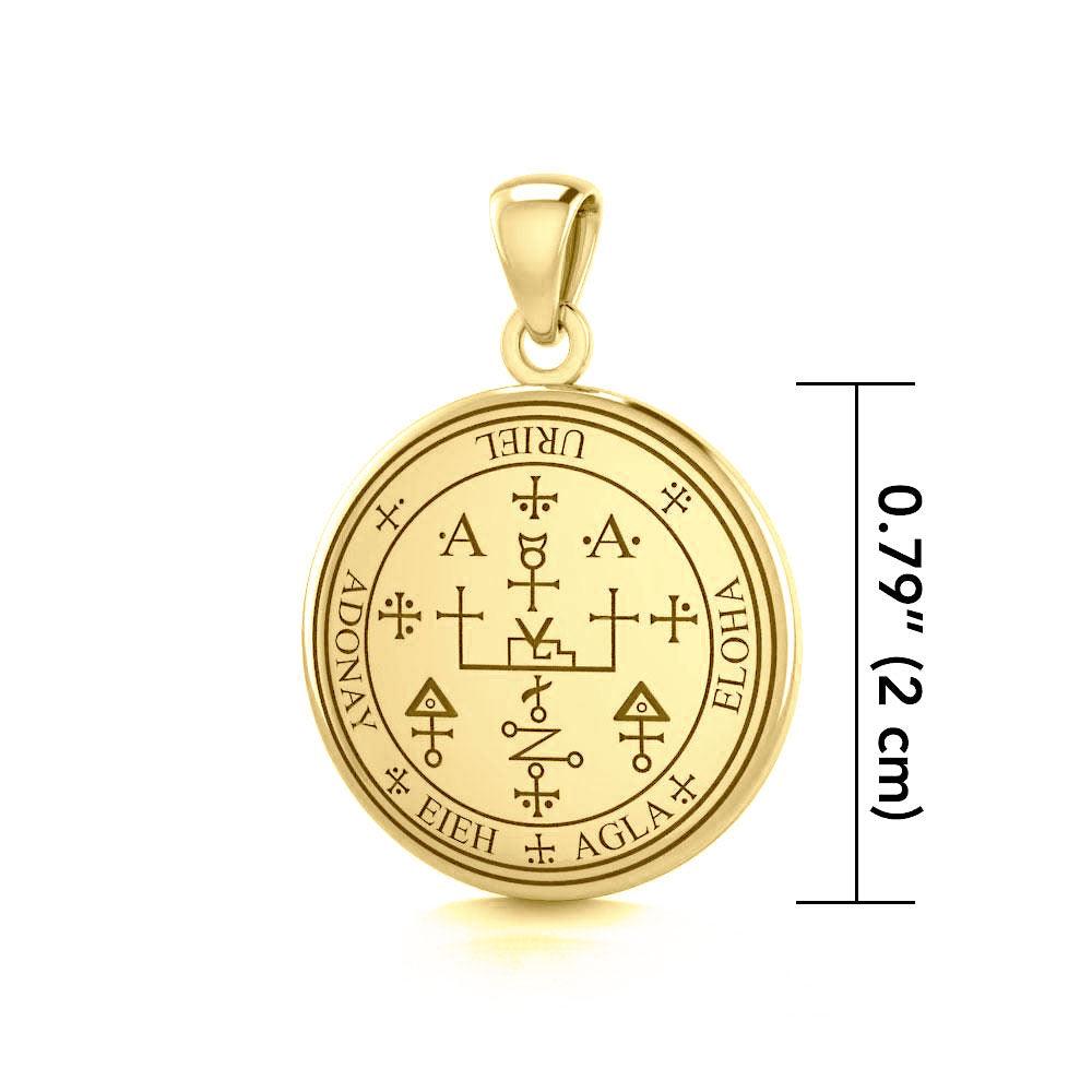 Sigil of the Archangel Uriel Small Solid Gold Pendant GPD4785 - Jewelry