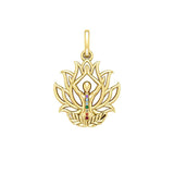 Yoga Lotus Position 14K Yellow Gold Pendant with Chakra Gemstone GPD5023