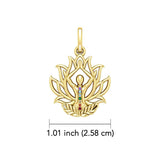Yoga Lotus Position 14K Yellow Gold Pendant with Chakra Gemstone GPD5023 - Jewelry
