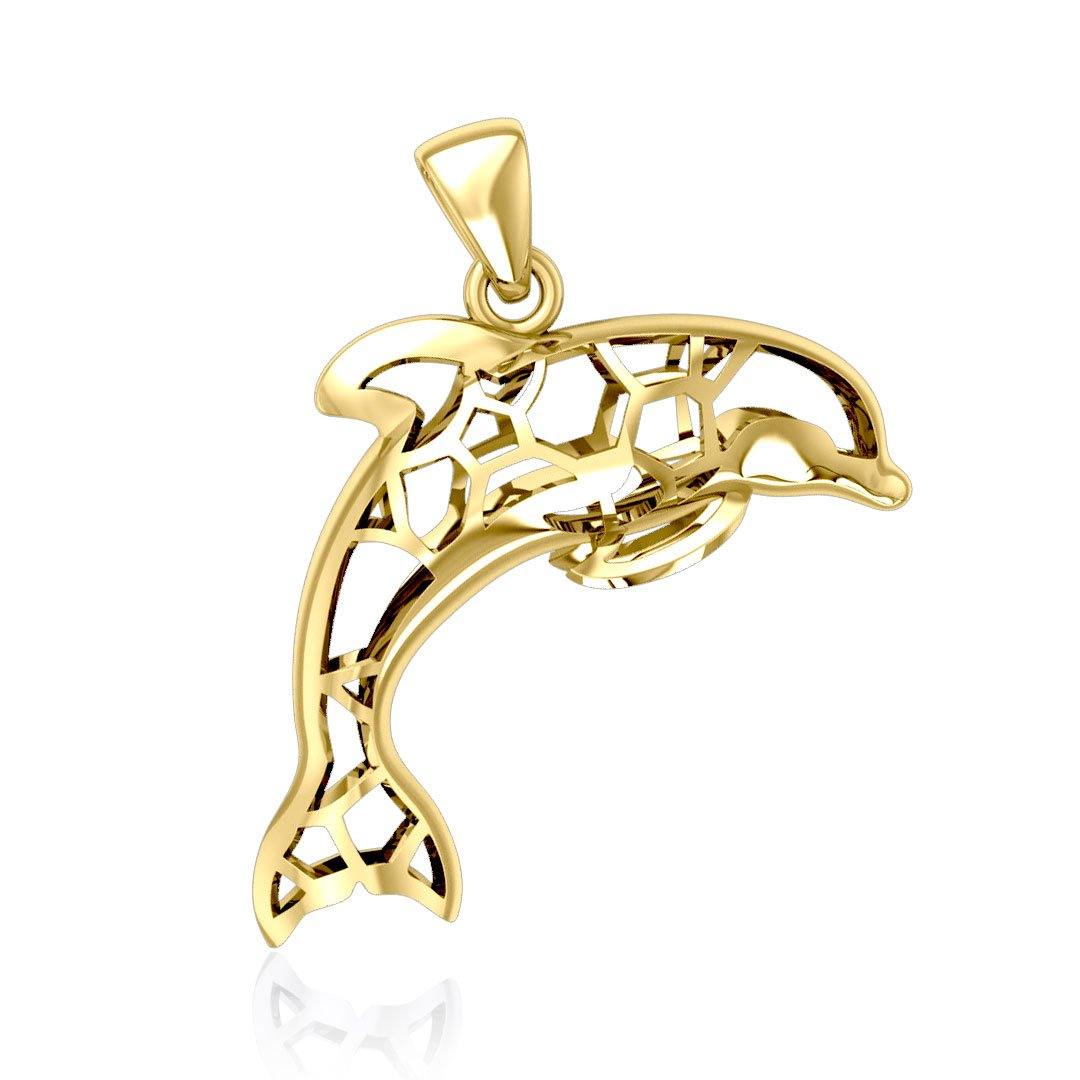 Window to Universe Dolphin Solid Gold Pendant GPD5046 - Jewelry