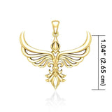 Phoenix with Fleur De Lis Solid Gold Pendant GPD5089 - Jewelry